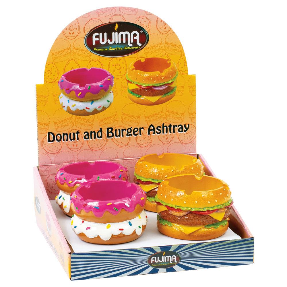 4PC DISP - Fujima Donut or Burger Polyresin Ashtray - 3.5"