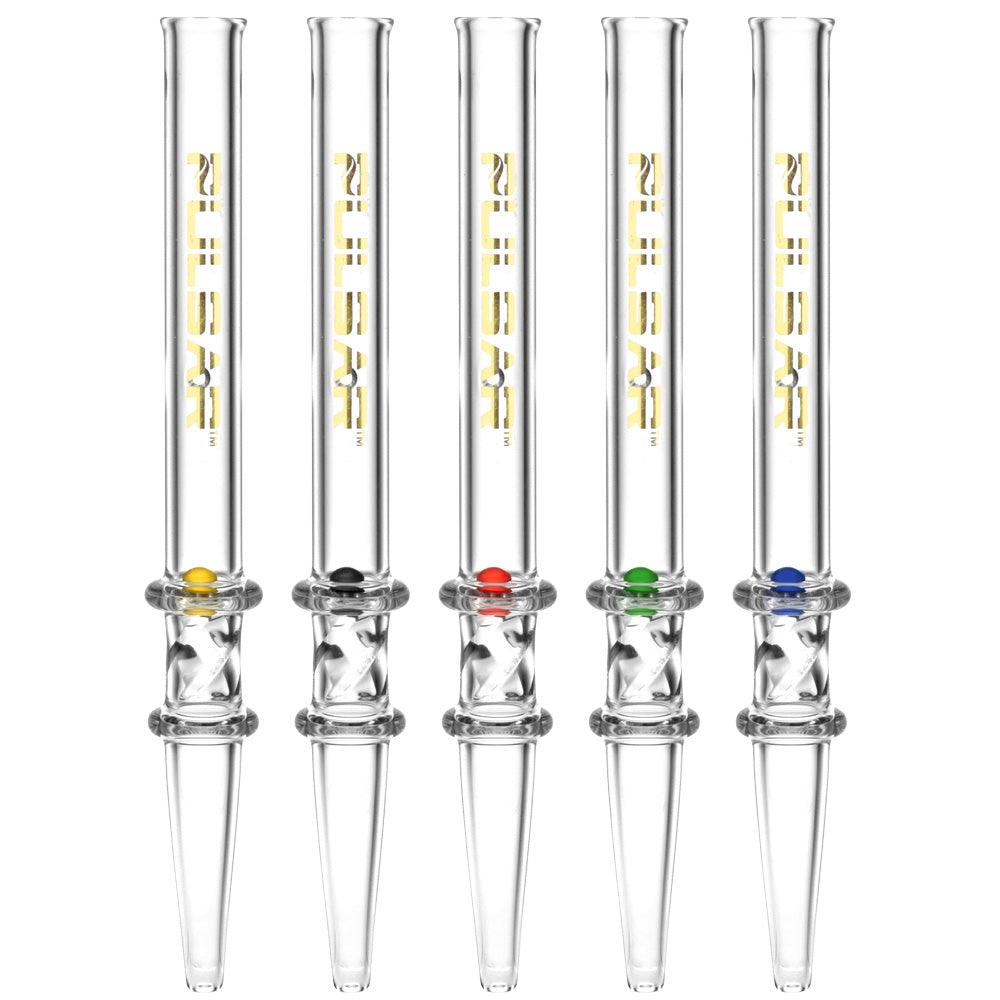 5PC BUNDLE - Pulsar Quartz Dab Straw w/ Spin Pearl - 6"/Asst Colors