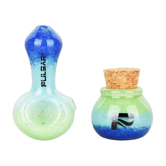 Pulsar Puff & Stash Glass Spoon Pipe & Jar | 2.5"