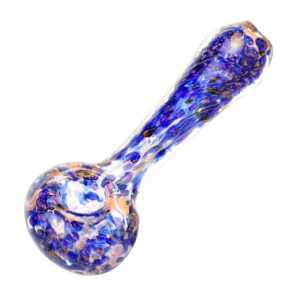 Blue and Gold Fumed Swirl Spoon Pipe - 4.5"