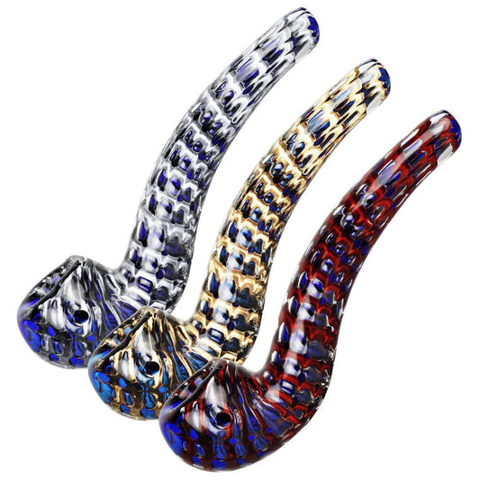 Striated Two Tone Bubbly Glass Long Pipe - 6" / Colors Vary