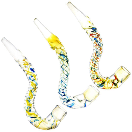 Twisty Worm Curved Glass Taster - 4.75" / Colors Vary