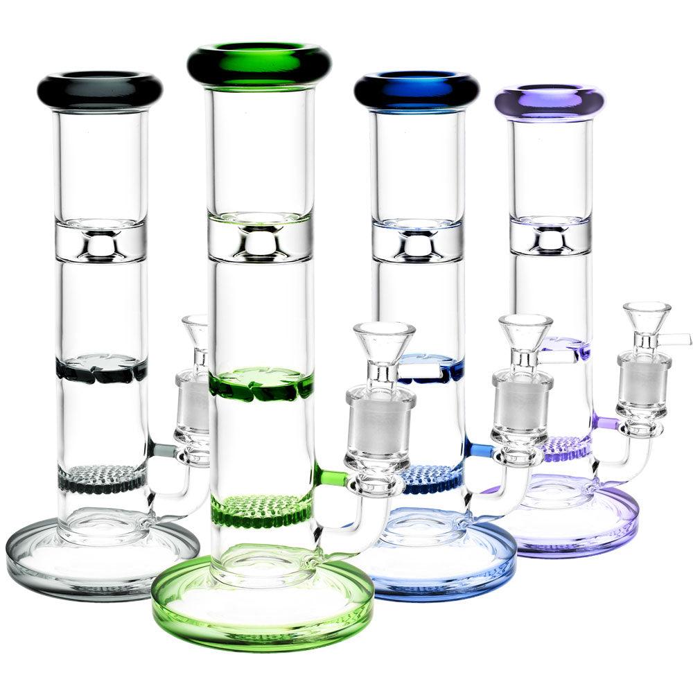 Honeycomb & Turbine Perc Water Pipe - 9"/14mm F/Colors Vary