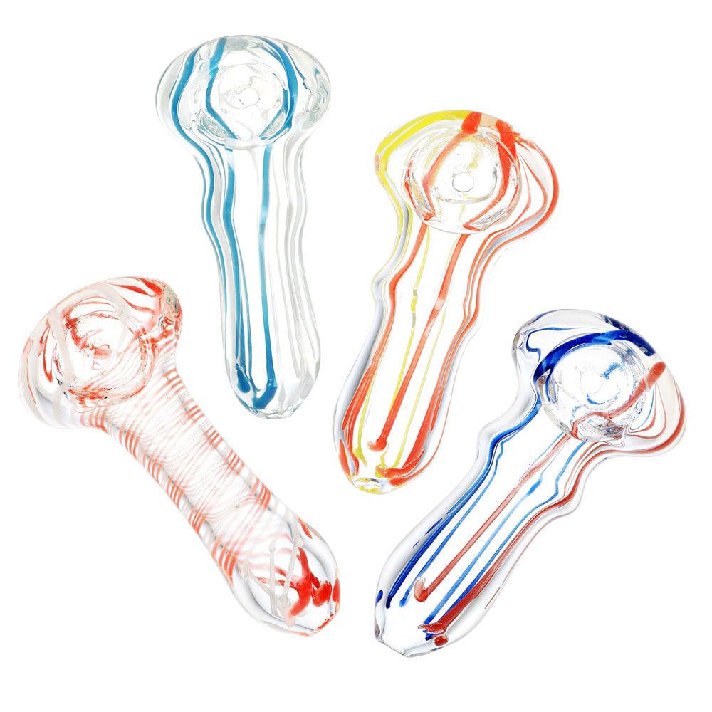 Sada Color Striped Clear Glass Hand Pipe - 2.75"/Colors Vary