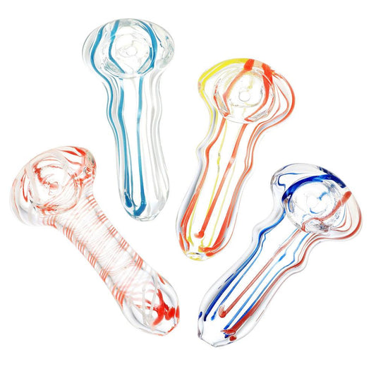 Sada Color Striped Clear Glass Hand Pipe - 2.75"/Colors Vary