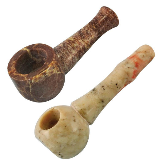 6PC - Round Small Stone Pipe - 3" / Assorted Styles