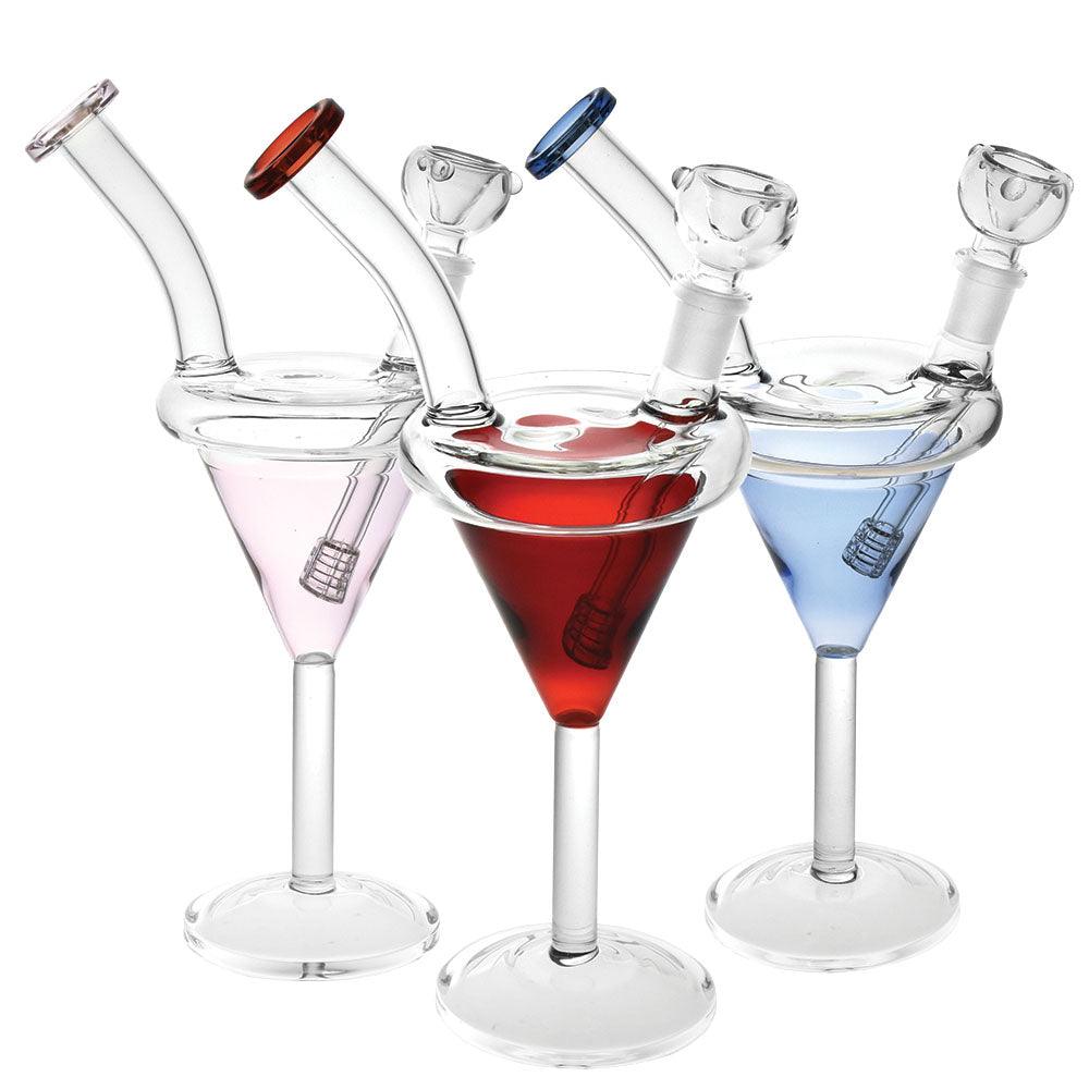 Martini Glass Water Pipe - 9.5"/14mm F / Colors Vary