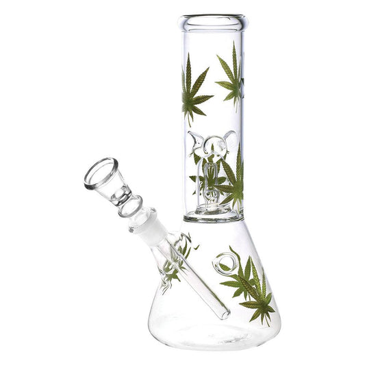 Habitual Hemp Leaf Beaker Water Pipe - 8" / 14mm F