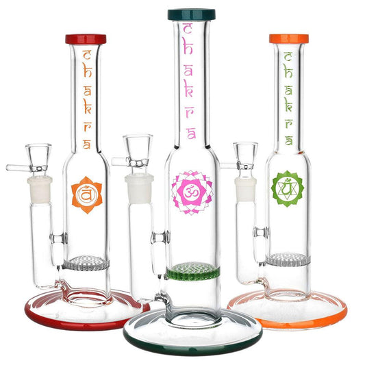 Radiant Chakra Water Pipe - 9" / 14mm F / Colors Vary