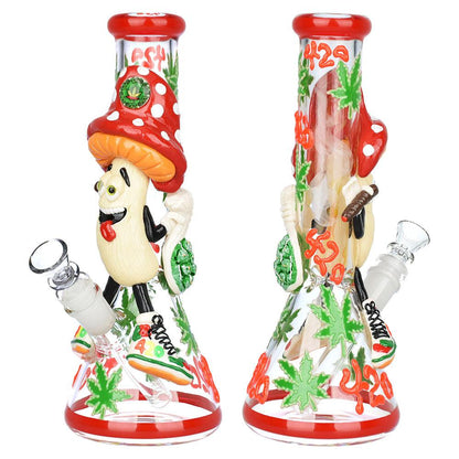 Stoney Shroom Bro 3D Painted Water Pipe | 10.25" | 14mm F