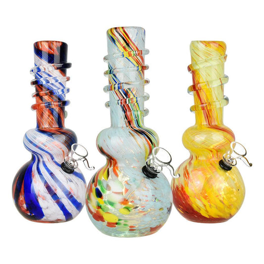 Frenetic Frit Stripe Soft Glass Water Pipe - 10.25" / Colors Vary