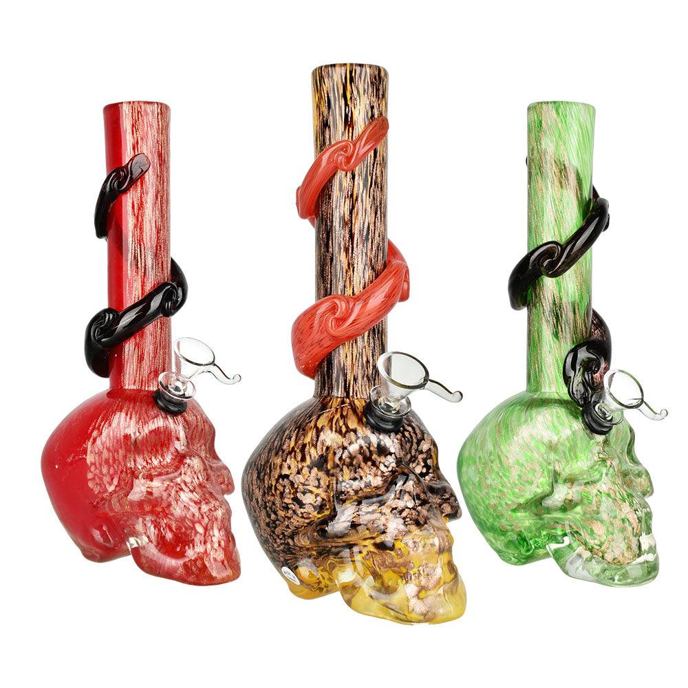 Sacred Skull Soft Glass Water Pipe - 10.5" / Colors Vary