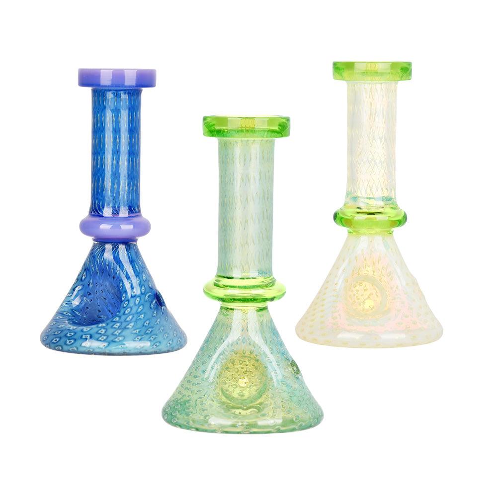 3PC SET - Bubble Matrix Mini Beaker Hand Pipe - 4" / Assorted Colors