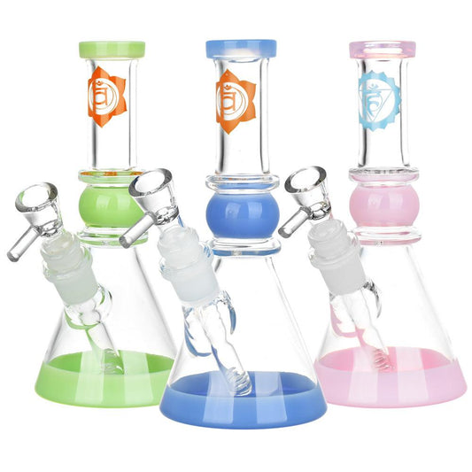 Om Sweet Om Chakra Beaker Water Pipe - 7" / Colors Vary