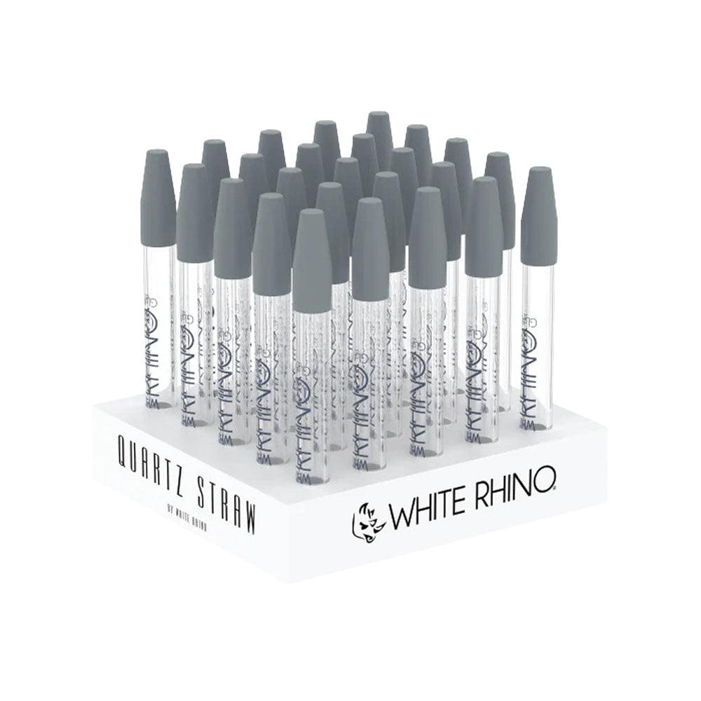 White Rhino Quartz Dab Straw w/ Silicone Cap | 5" | 25pc Display