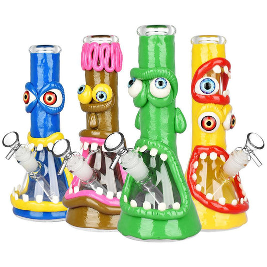 Maniacal Monster 3D Painted Beaker Water Pipe - 10" / Designs Vary