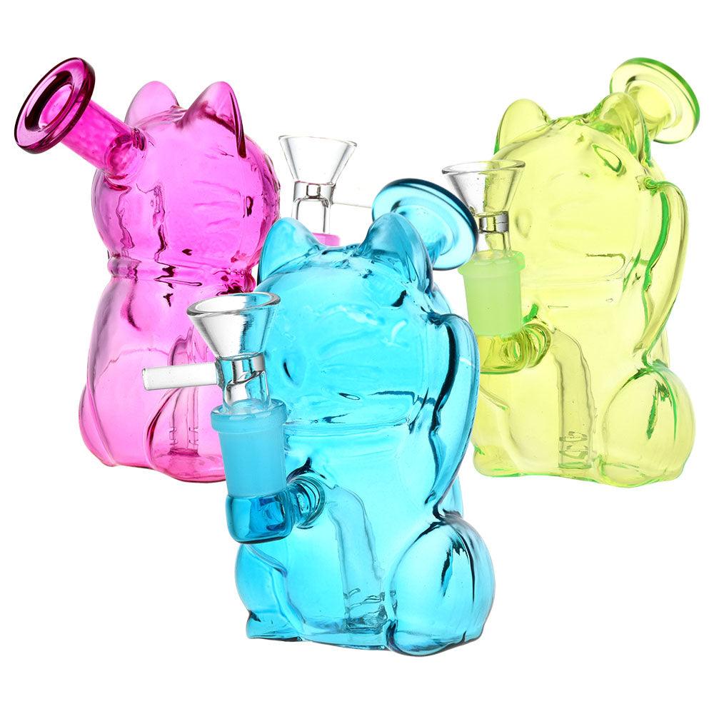 5PC SET - Purr Purr Pass Glass Water Pipe - 4.75" / 14mm F / Assorted Colors