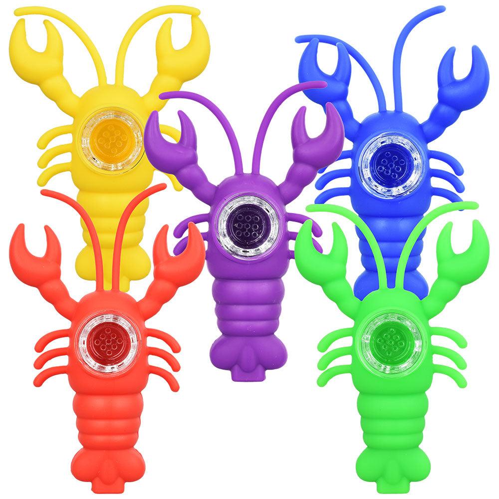 5PC SET - Creepin' Crawfish Silicone Hand Pipe - 4.5" / Assorted Colors