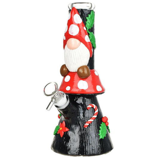 Mushroom Gnome Glass & Enamel Water Pipe - 9.5" / 14mm F