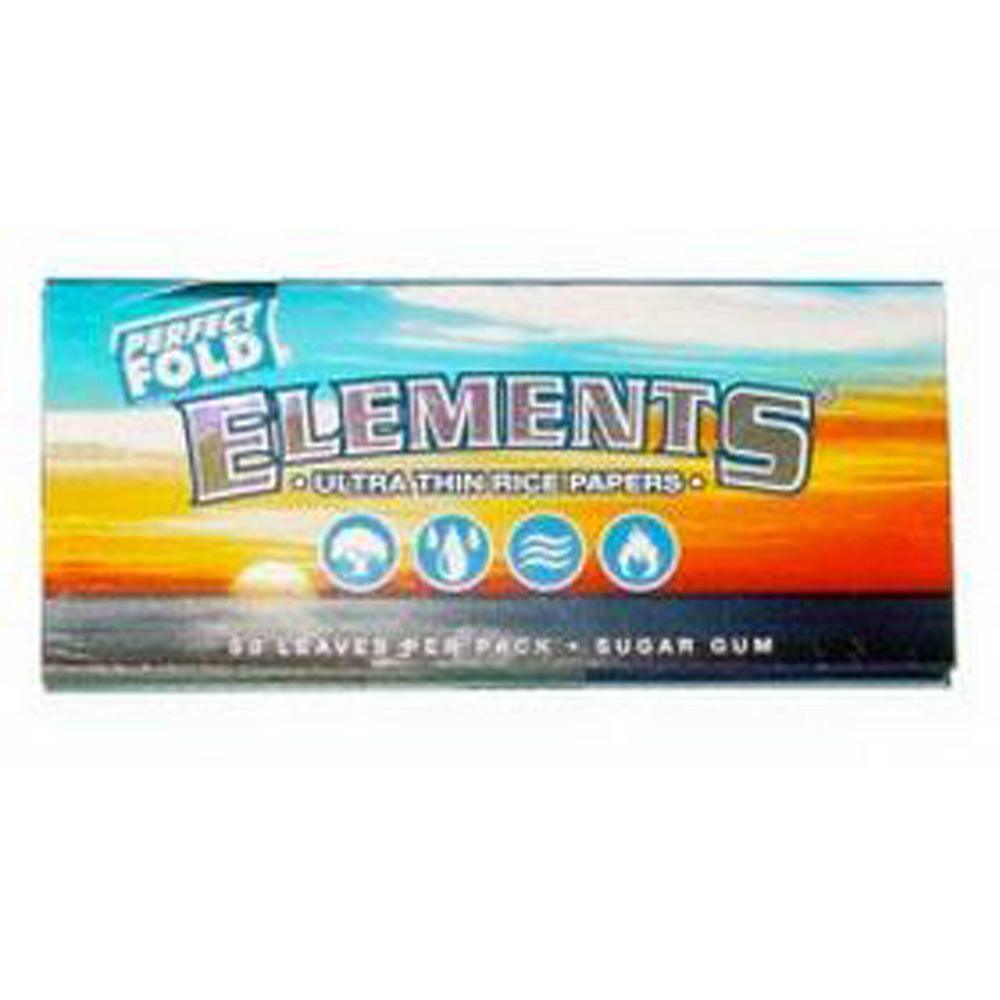 25pk Elements Ultra Thin Perfect Fold 1 1/4 Rice Rolling Papers Display