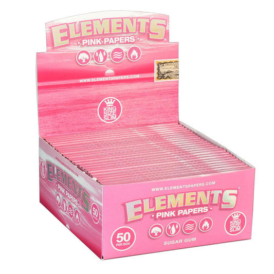 50PC DISP - Elements Pink Rolling Papers - King Size Slim