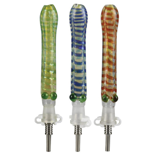 Glass Dab Straw w/ 10mm Titanium Tip - 6" / Colors Vary