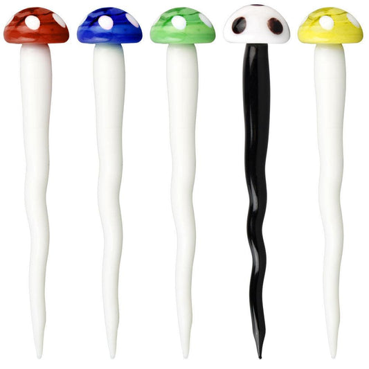 Toadstool Mushroom Twisted Glass Dab Tool - 5" / Colors Vary