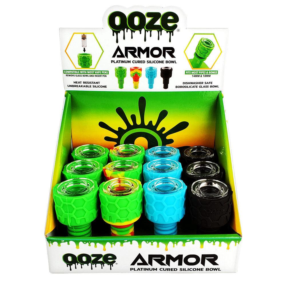 12PC DISPLAY - Ooze Armor Silicone Glass Bowl - Asst Colors