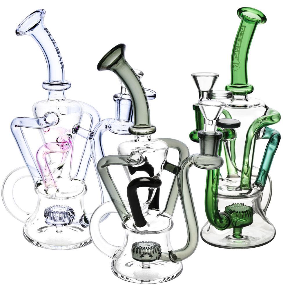 Pulsar 4-Tube Recycler Water Pipe - 9" / 14mm F / Colors Vary