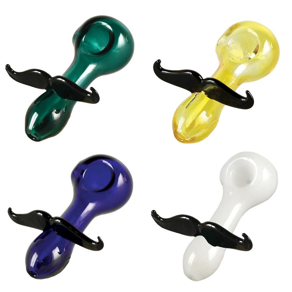 Mustache Spoon Pipe - 4.25" / Colors Vary